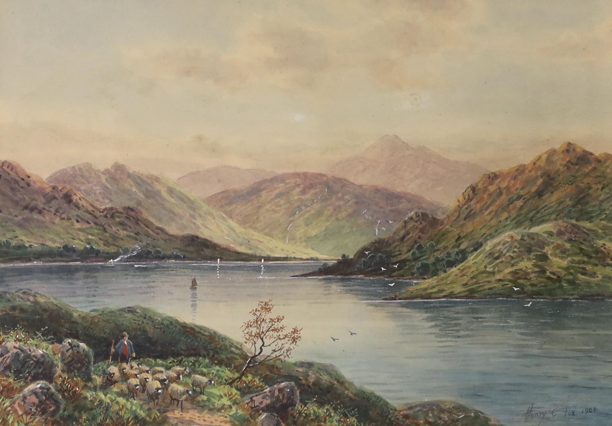 Henry Charles Fox (1860-1925), watercolour, 'Loch Gail', signed and dated 1904, 24 x 35cm